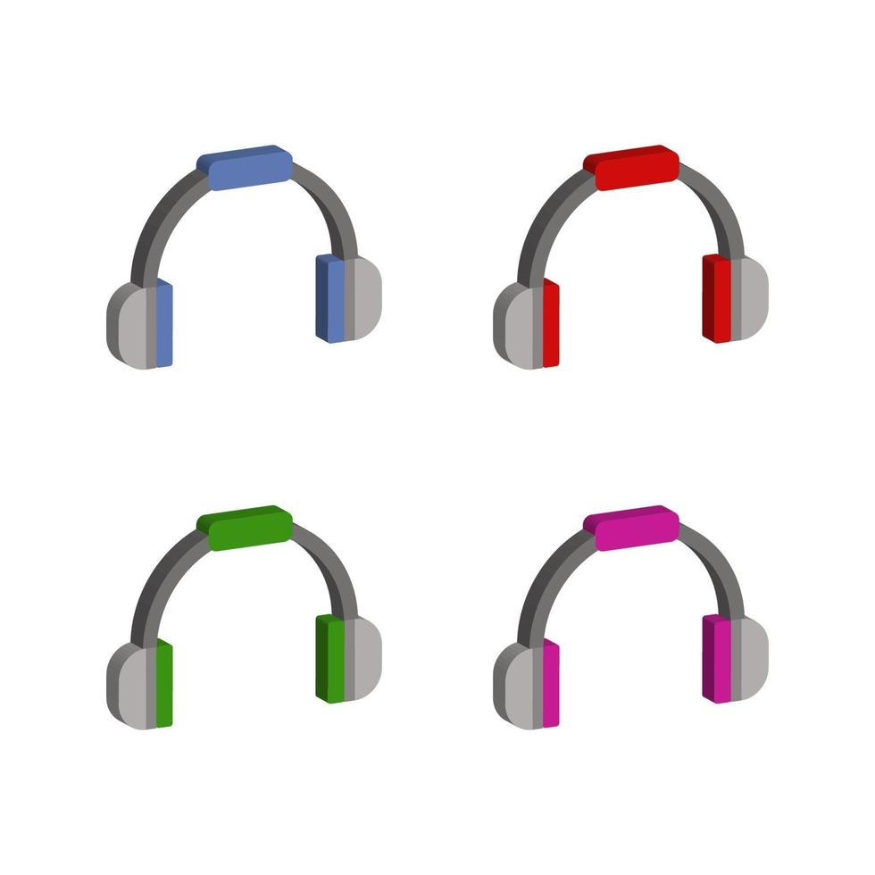 Set Of Music Headphones On White Background vector