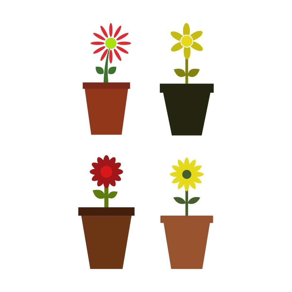 Set Of Flowers On White Background vector