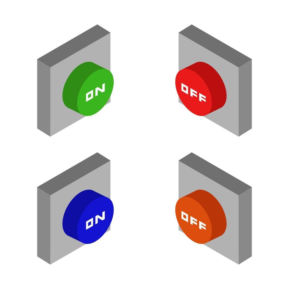 conjunto de botones isométricos de encendido y apagado vector