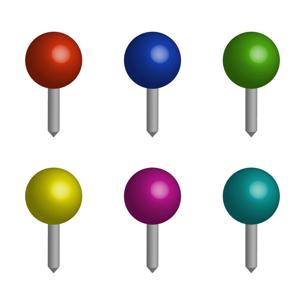 Push Pin Set On White Background vector