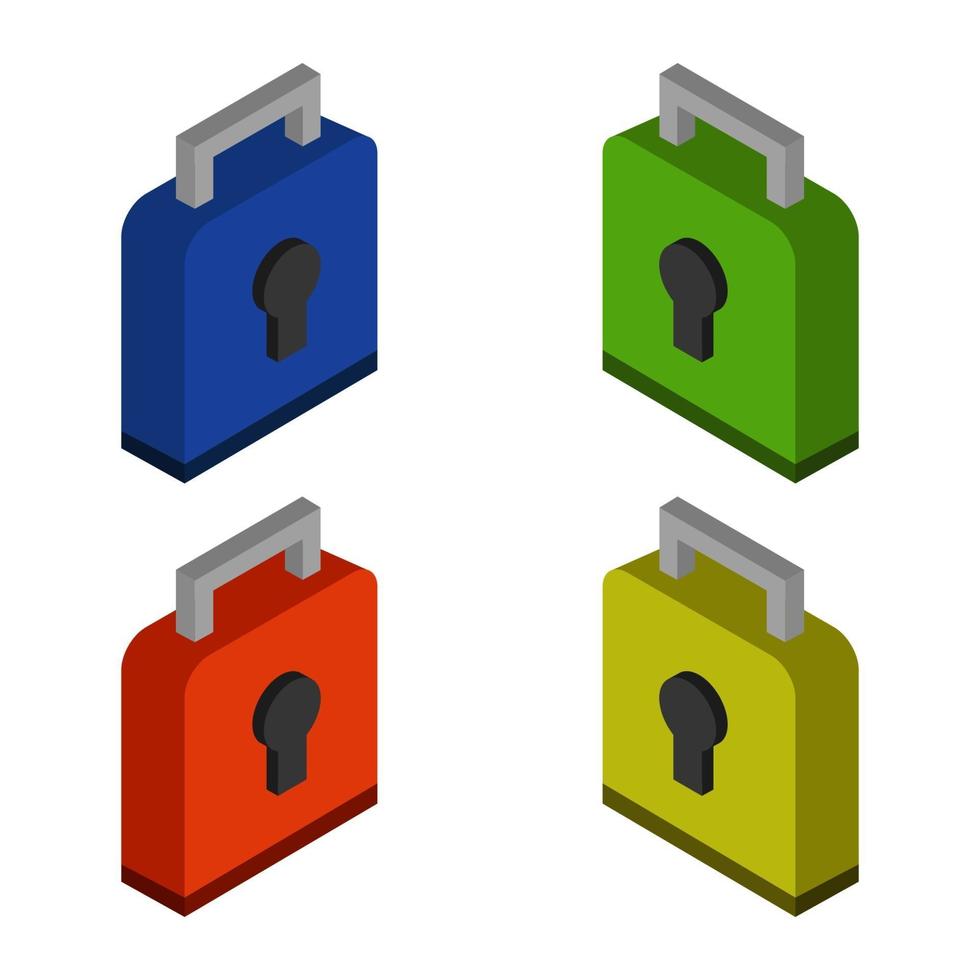 Isometric Padlock Set vector