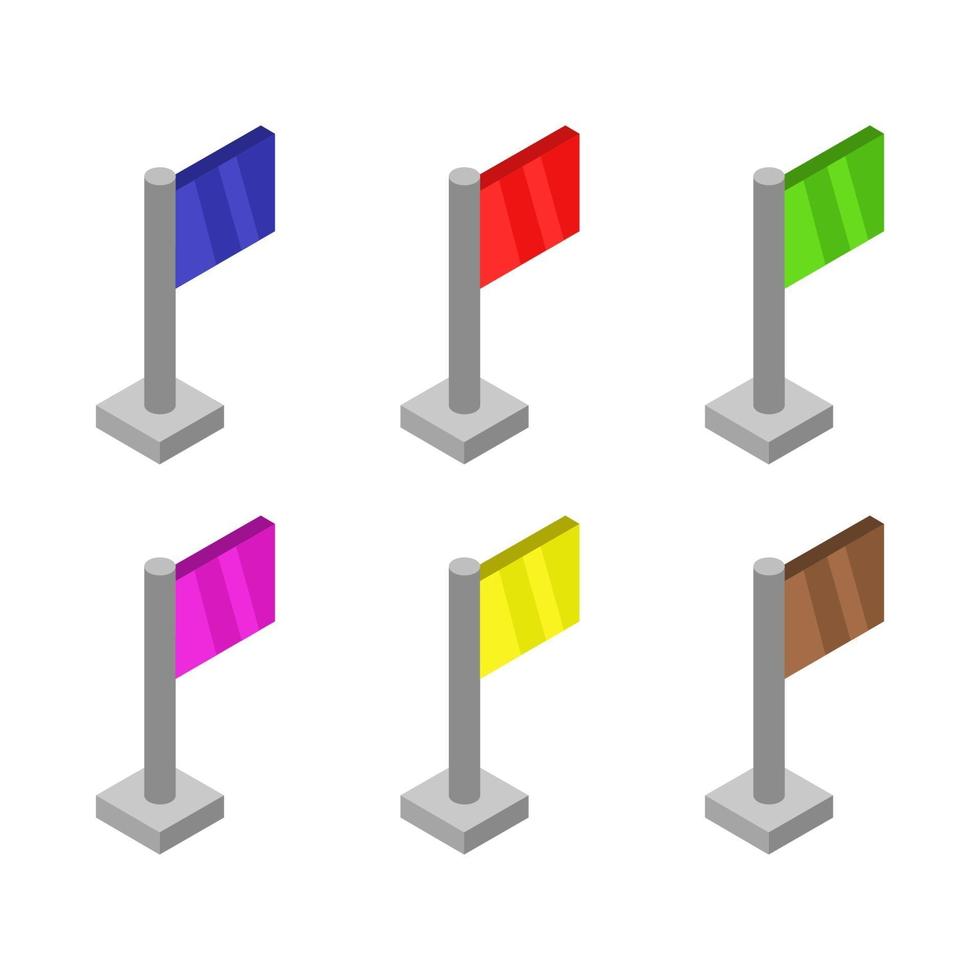 Isometric Flag Set vector