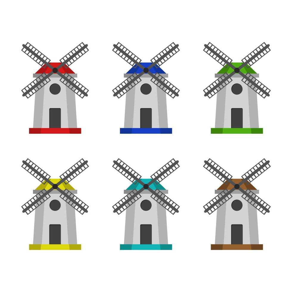 Mill Set On White Background vector