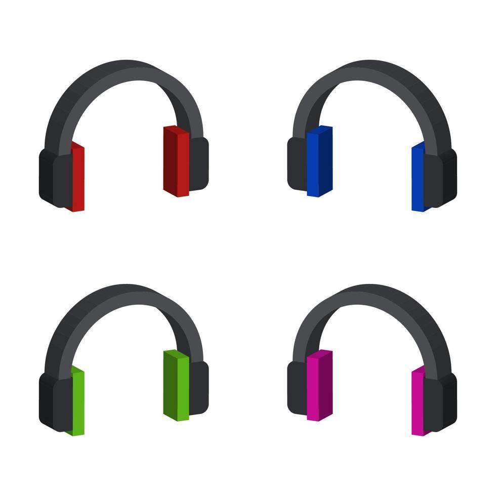 Conjunto de auriculares de música sobre fondo blanco. vector