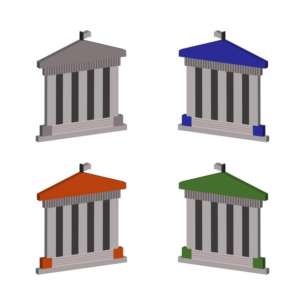 Isometric Bank Set vector