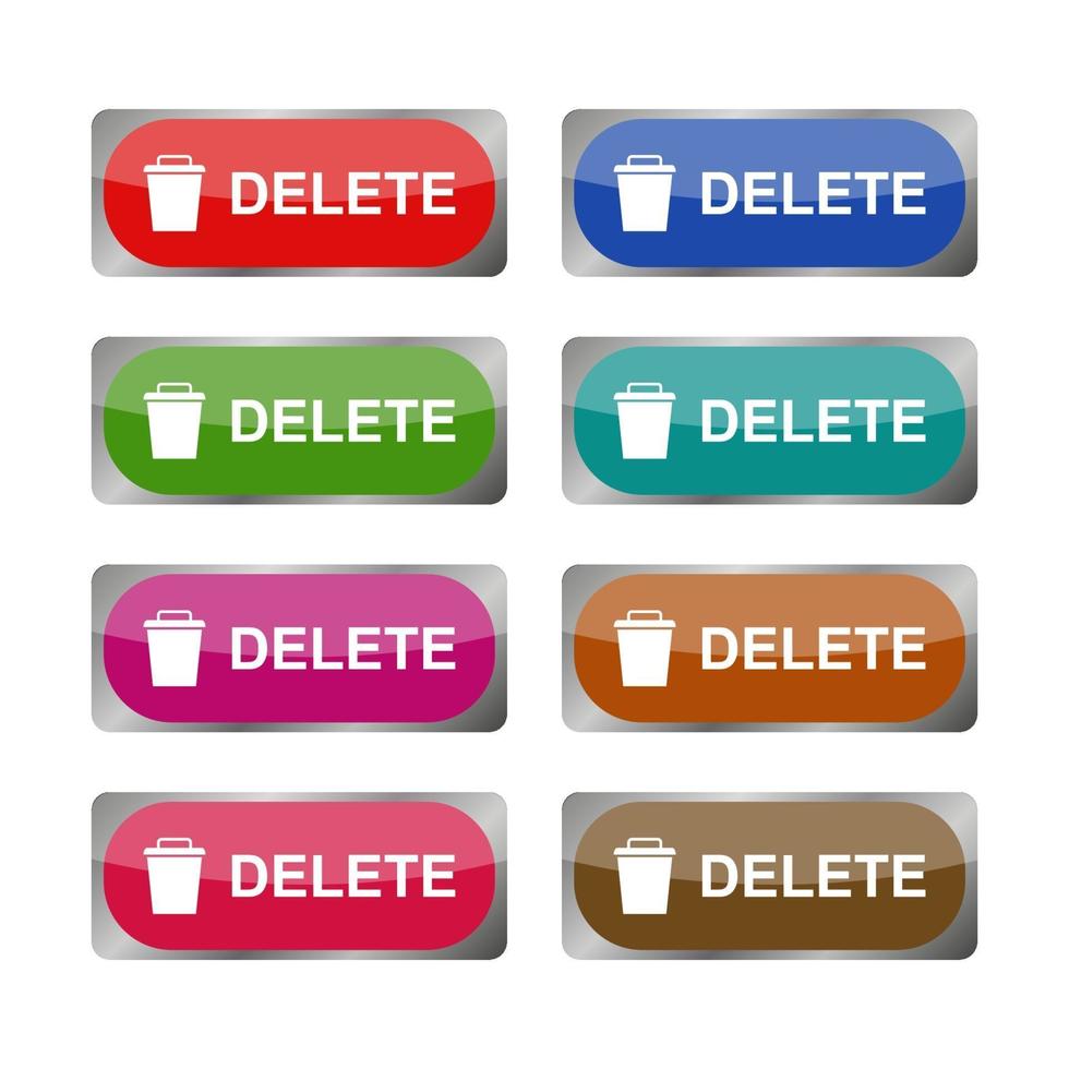 Delete Button Set On White Background vector
