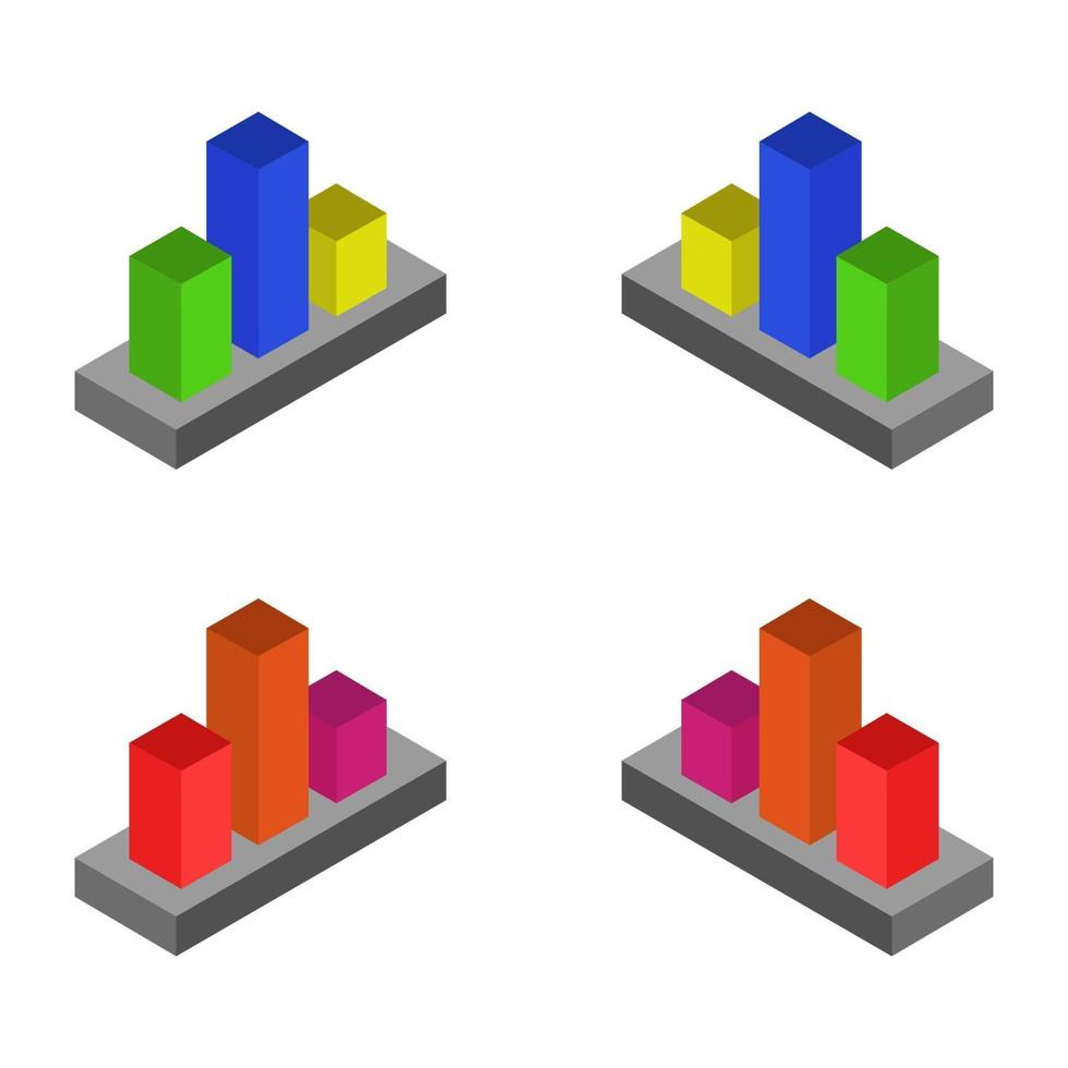 Isometric Statistics Set vector