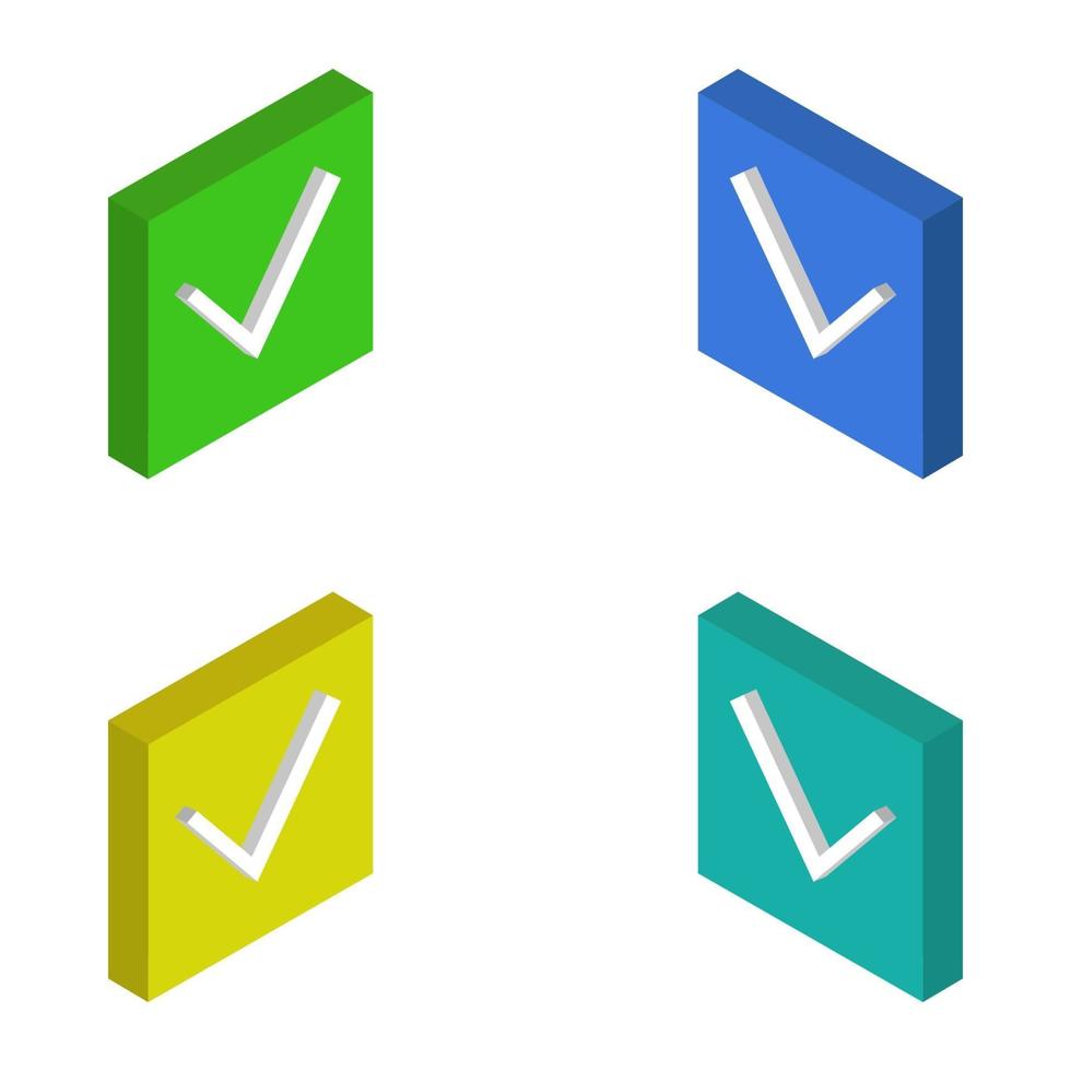 Isometric Check Button Set vector