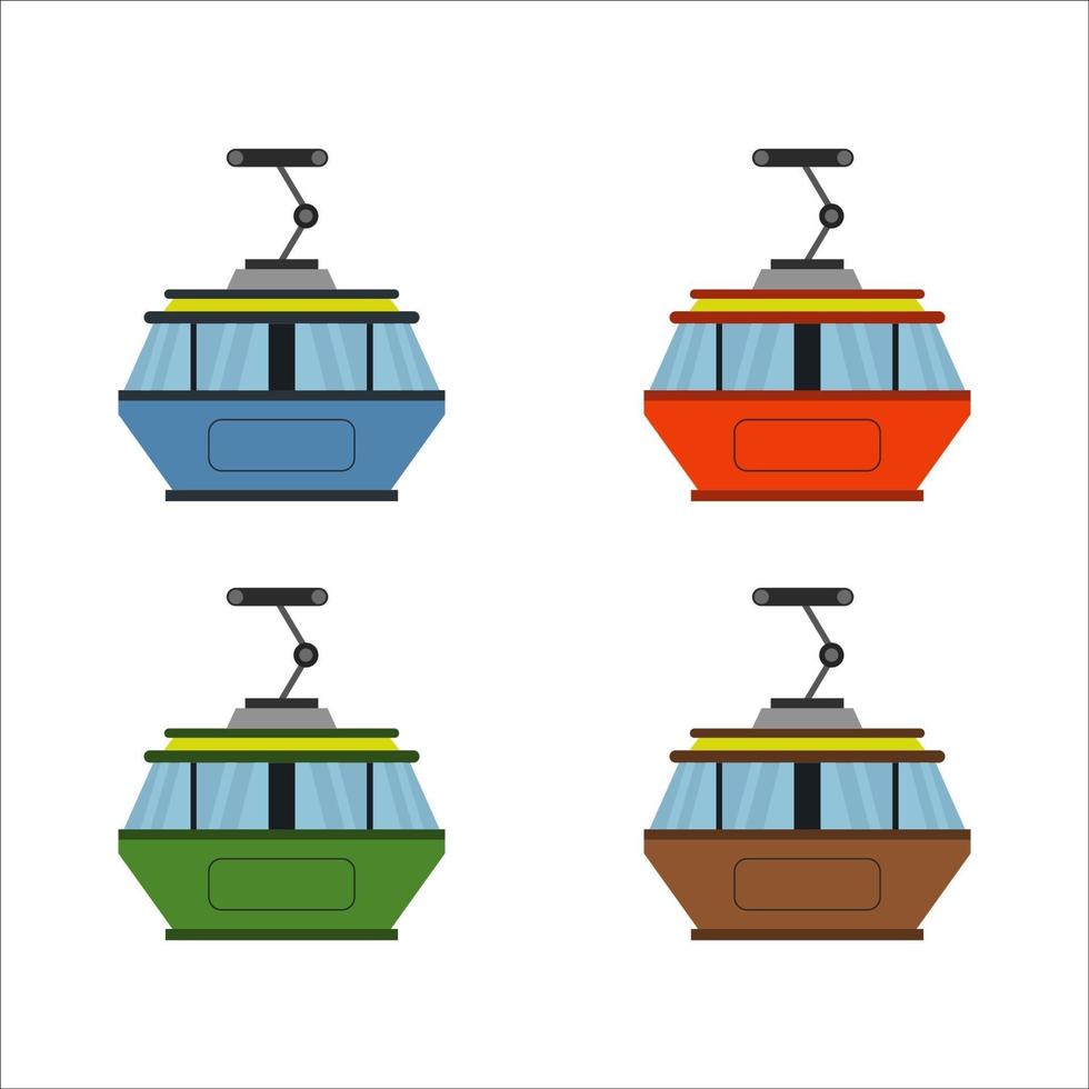 Set Of Cable Car On White Background vector