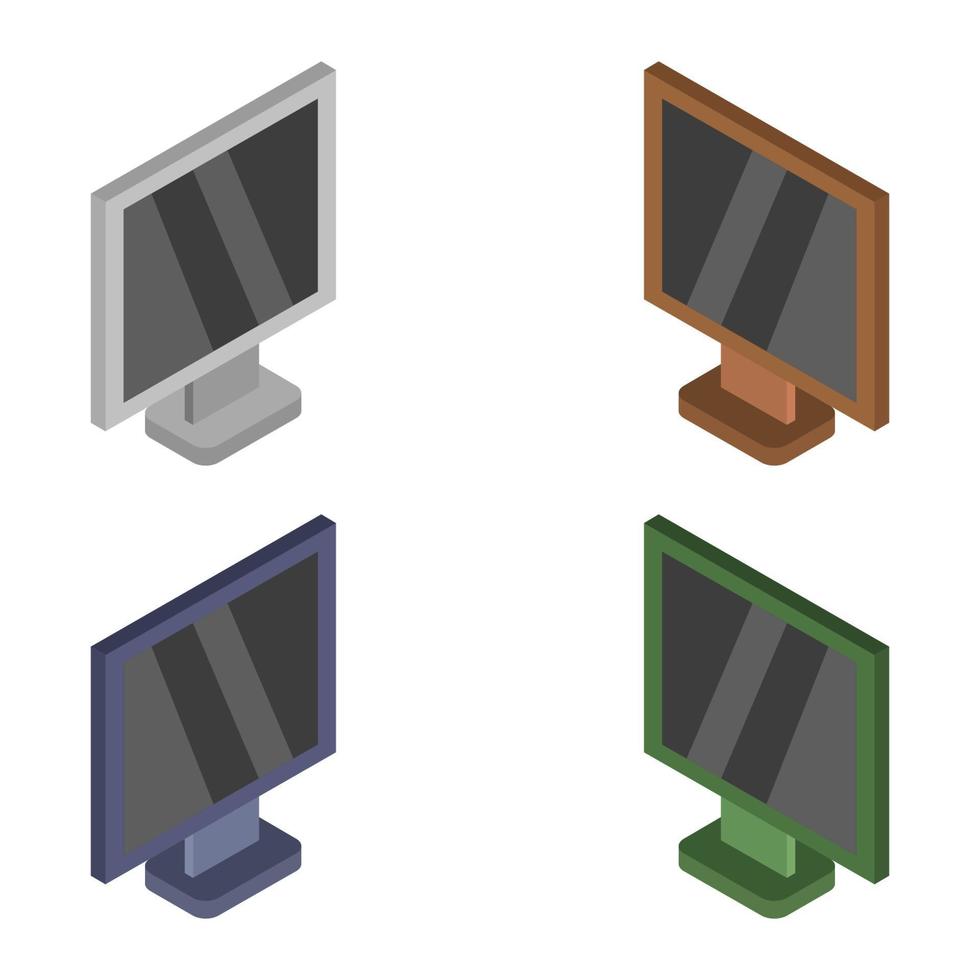 Isometric Computer Monitor Set vector