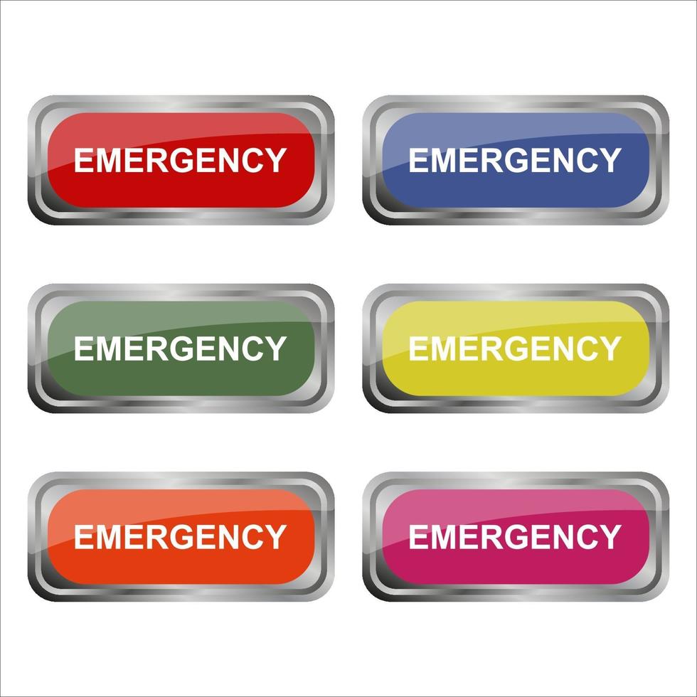 Emergency Button Set On White Background vector