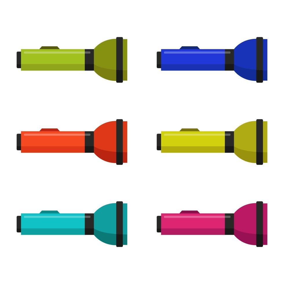 Set Of Flashlight On White Background vector