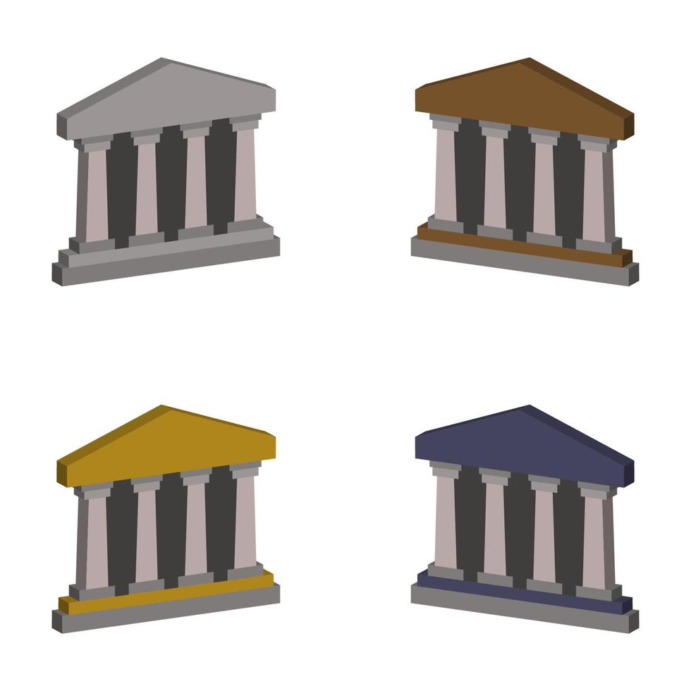 Isometric Bank Set vector