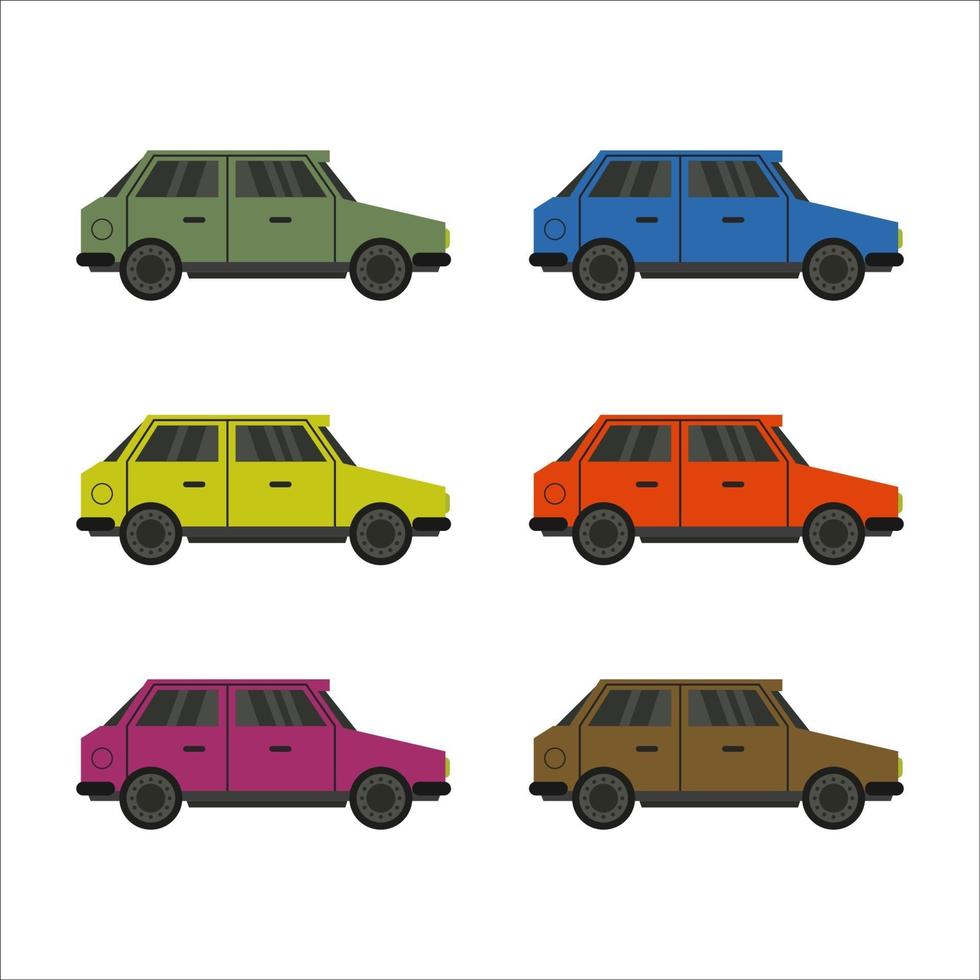 conjunto de coche sobre fondo blanco vector