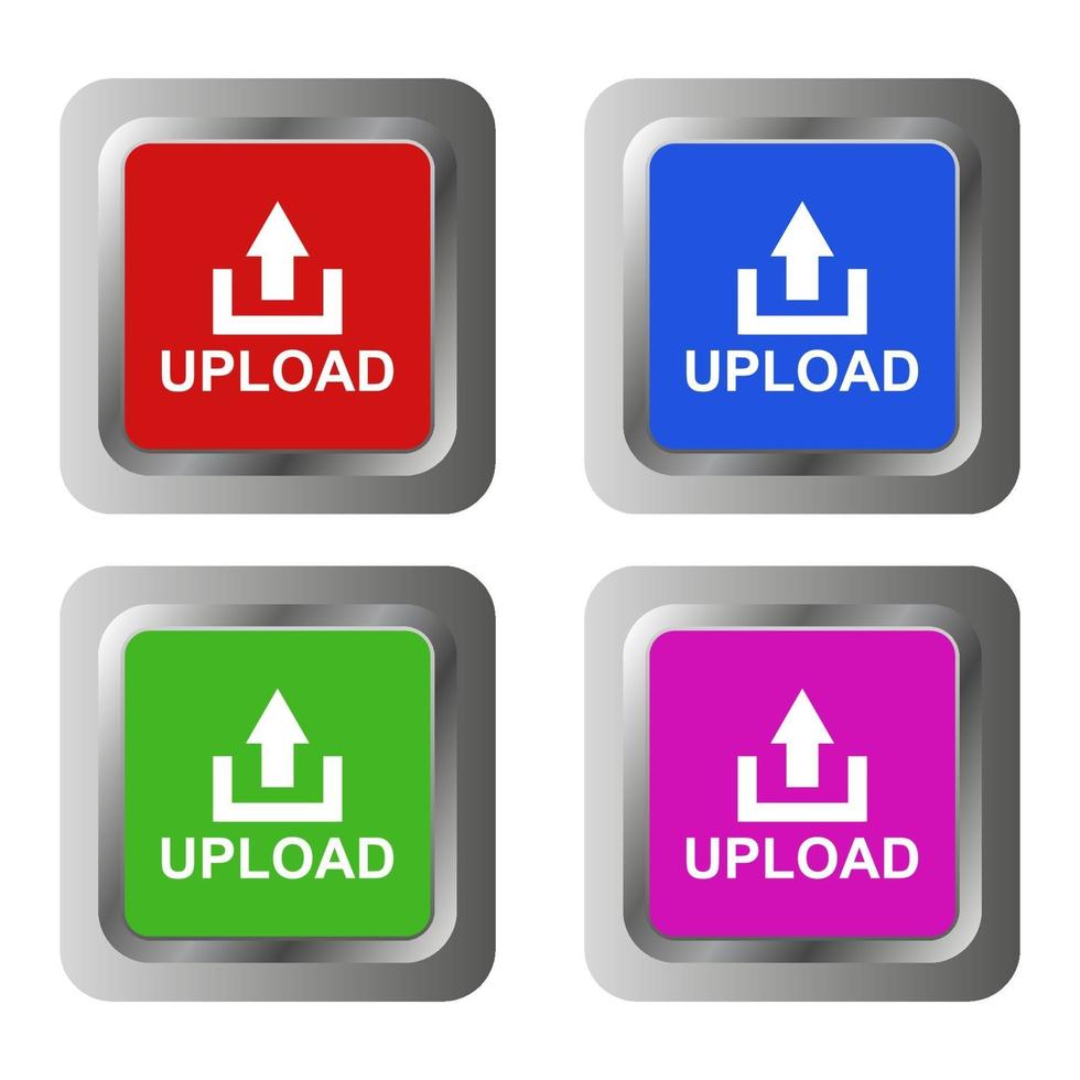 Set Of Upload Buttons On White Background vector