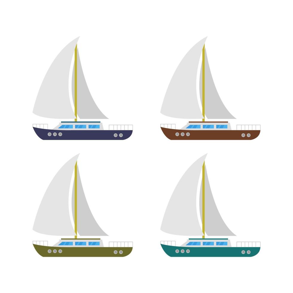 Set Of Sailboat On White Background vector