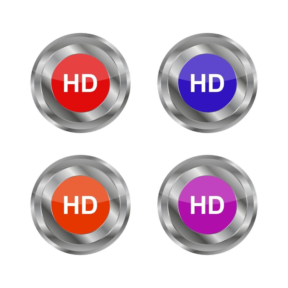 Set Of Hd Buttons On White Background vector