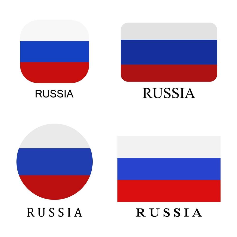 Set Of Russia Flag On White Background vector