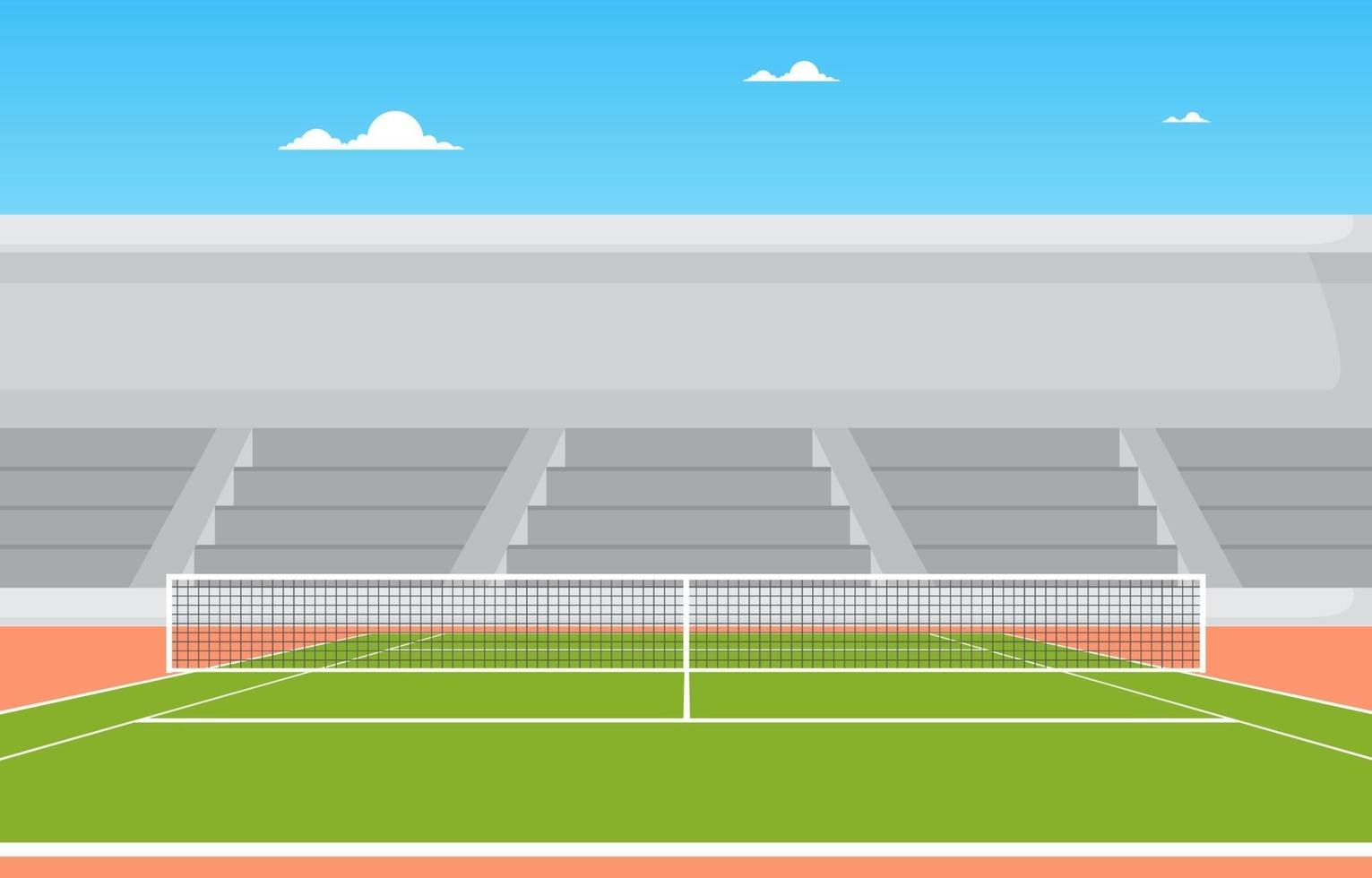 Outdoor Tennis Court with Bleachers vector