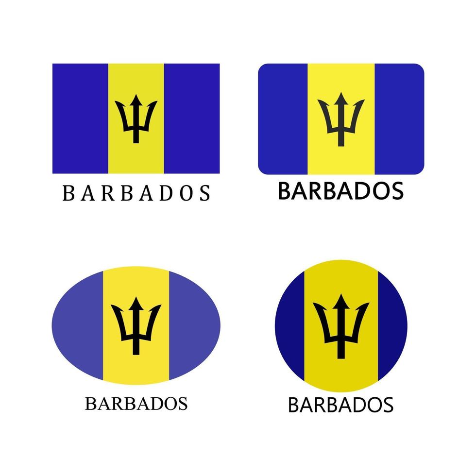 Barbados Flag Set On White Background vector