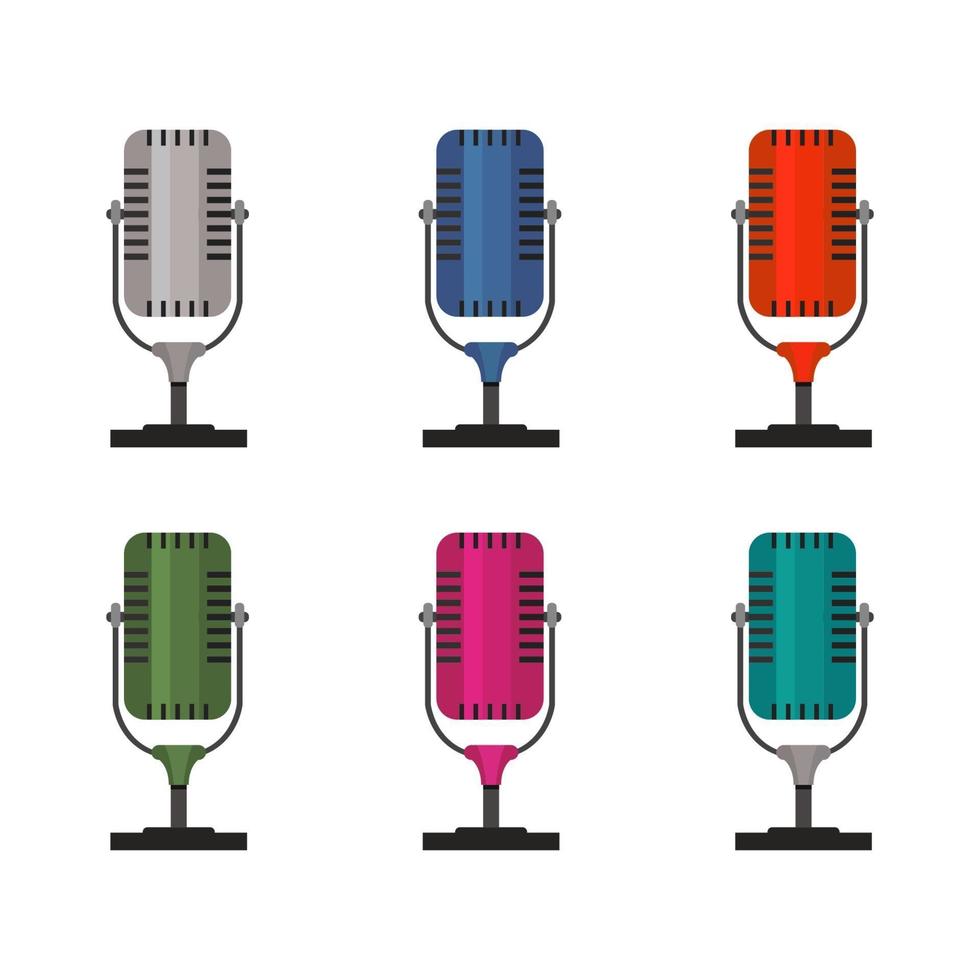 Microphone Set On White Background vector