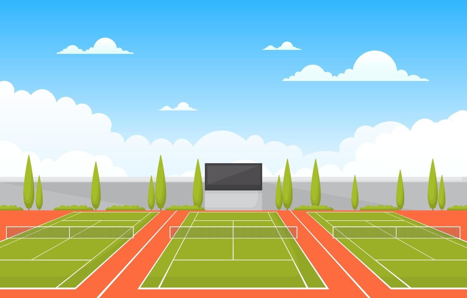 Outdoor Tennis Court Surrounded by Trees vector