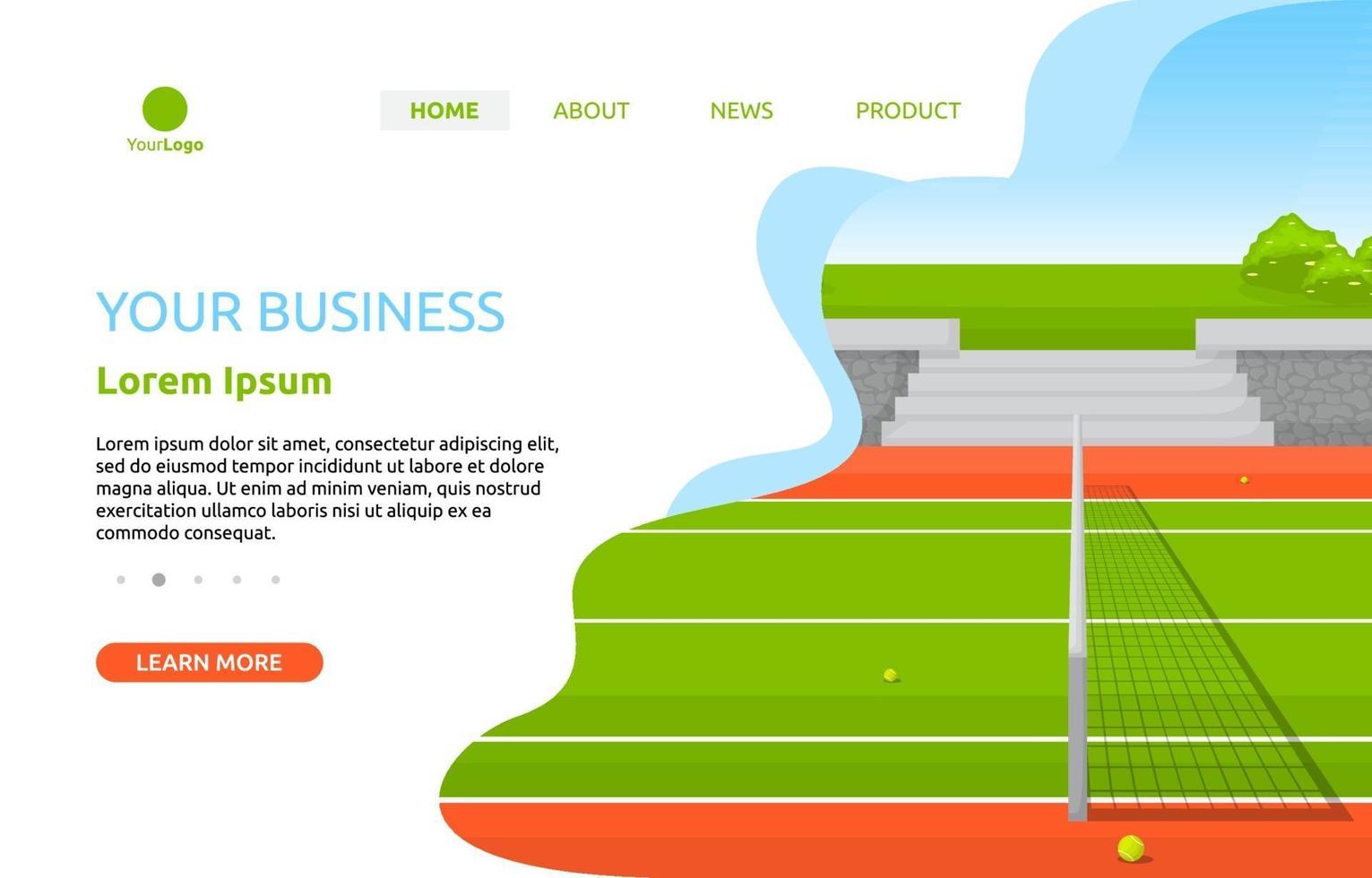 Landing Page with Tennis Court and Bleachers vector