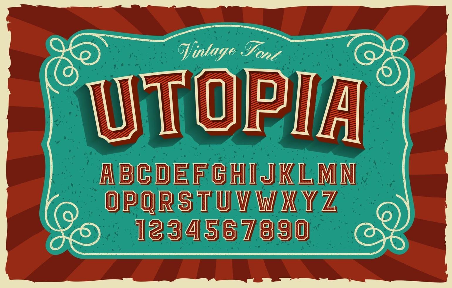 A bold sans-serif font in vintage style vector