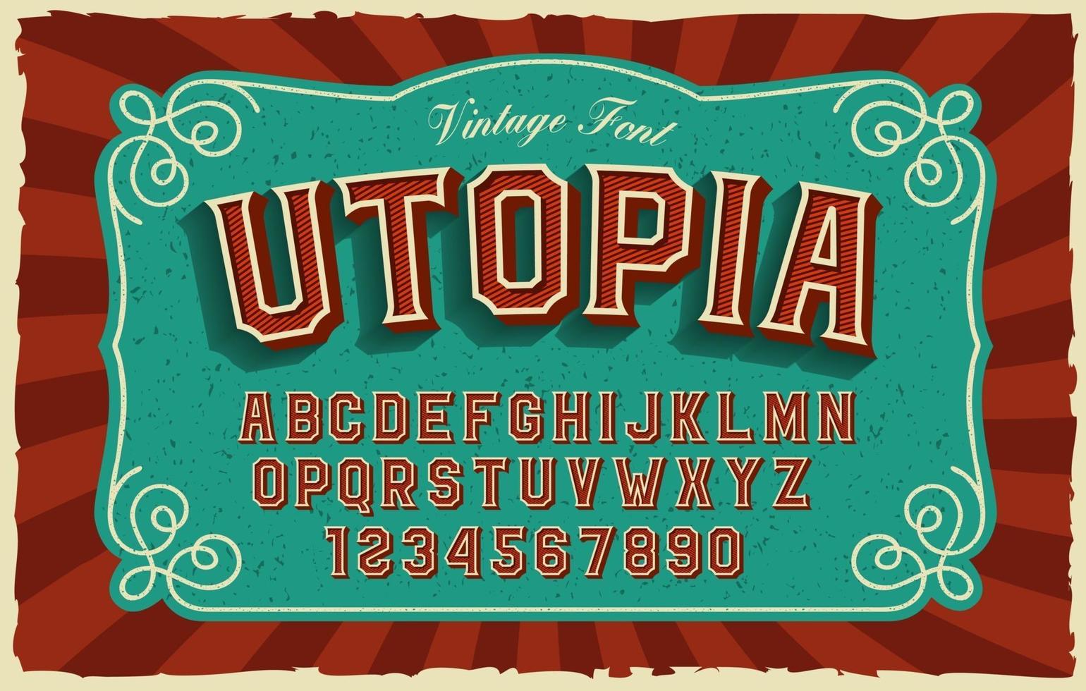 una fuente sans-serif en negrita en estilo vintage vector