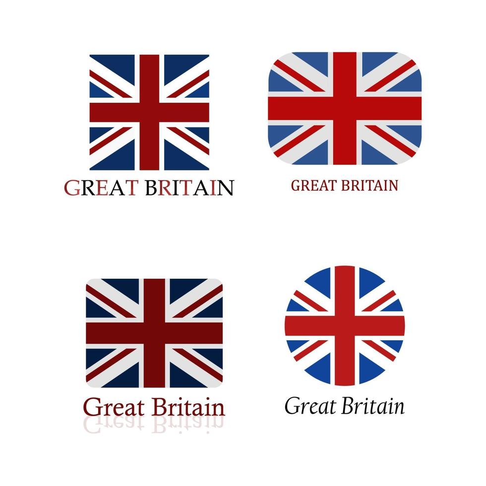 Great britain flag set on white background vector