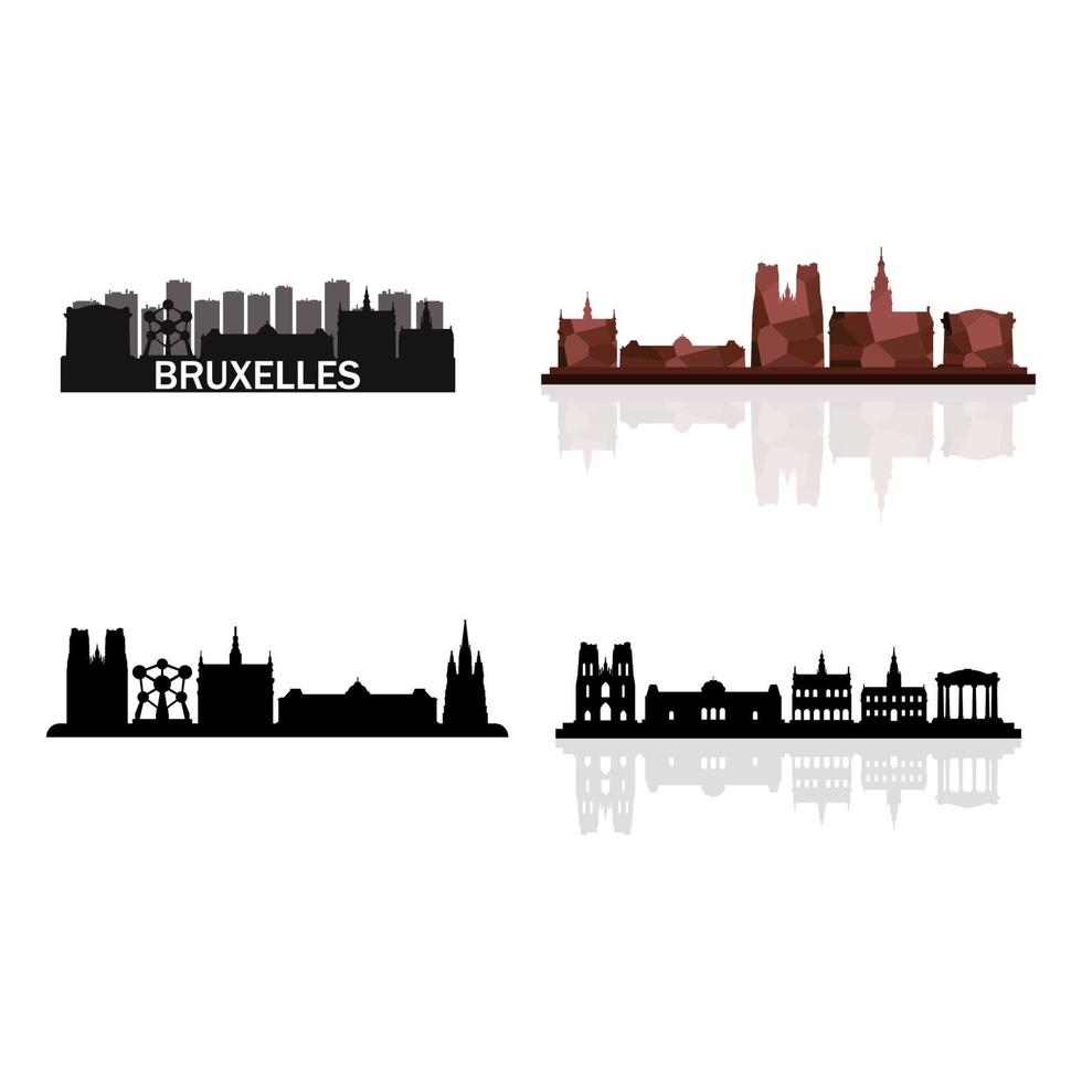 Set Of Brussels Skyline On White Background vector