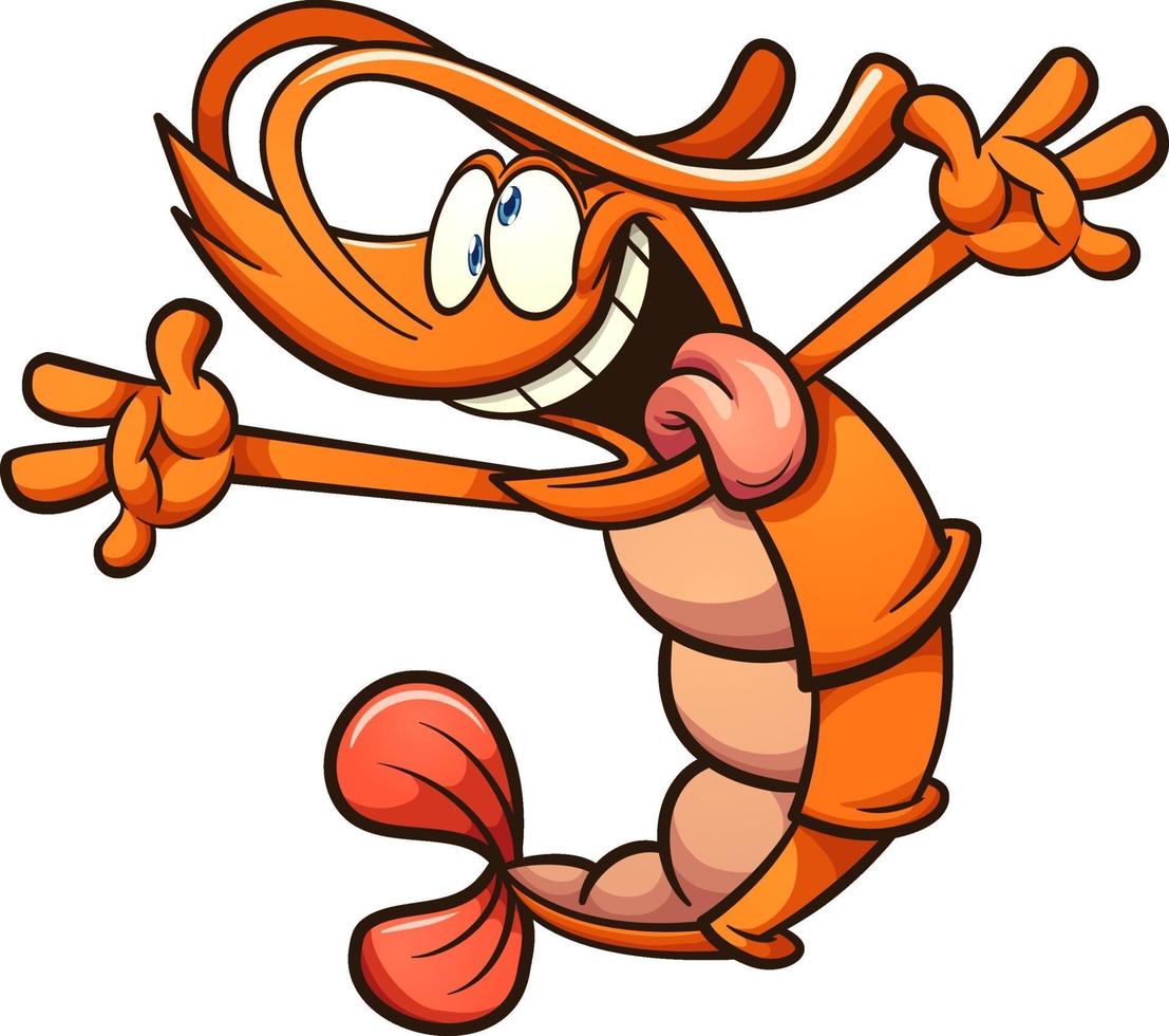 Crazy cartoon shrimp vector