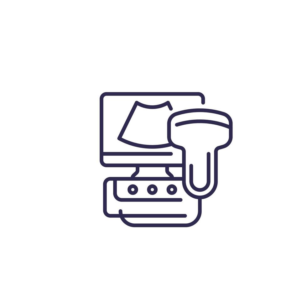 ultrasound machine icon on white, line.eps vector