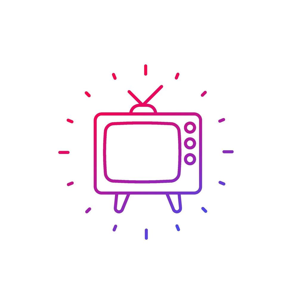 TV con antena, antiguo icono de televisión, diseño lineal.eps vector
