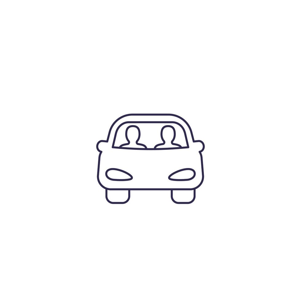 icono de carpool en blanco, line.eps vector