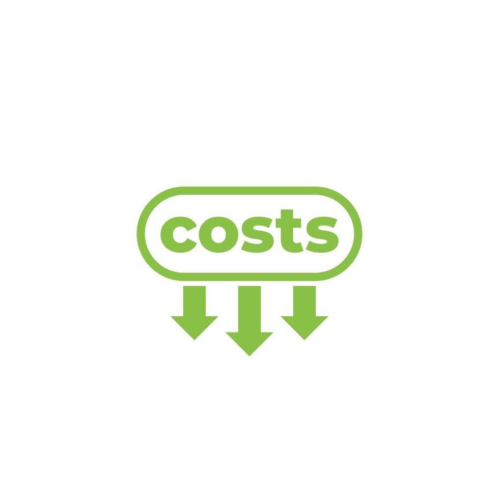 costs down vector icon on white.eps