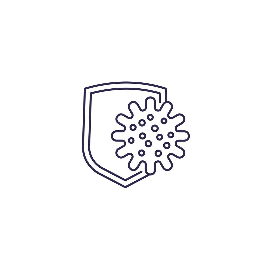 antibacterial protection vector line icon.eps