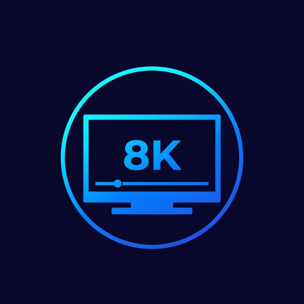 Icono de vector de tv 8k con gradient.eps