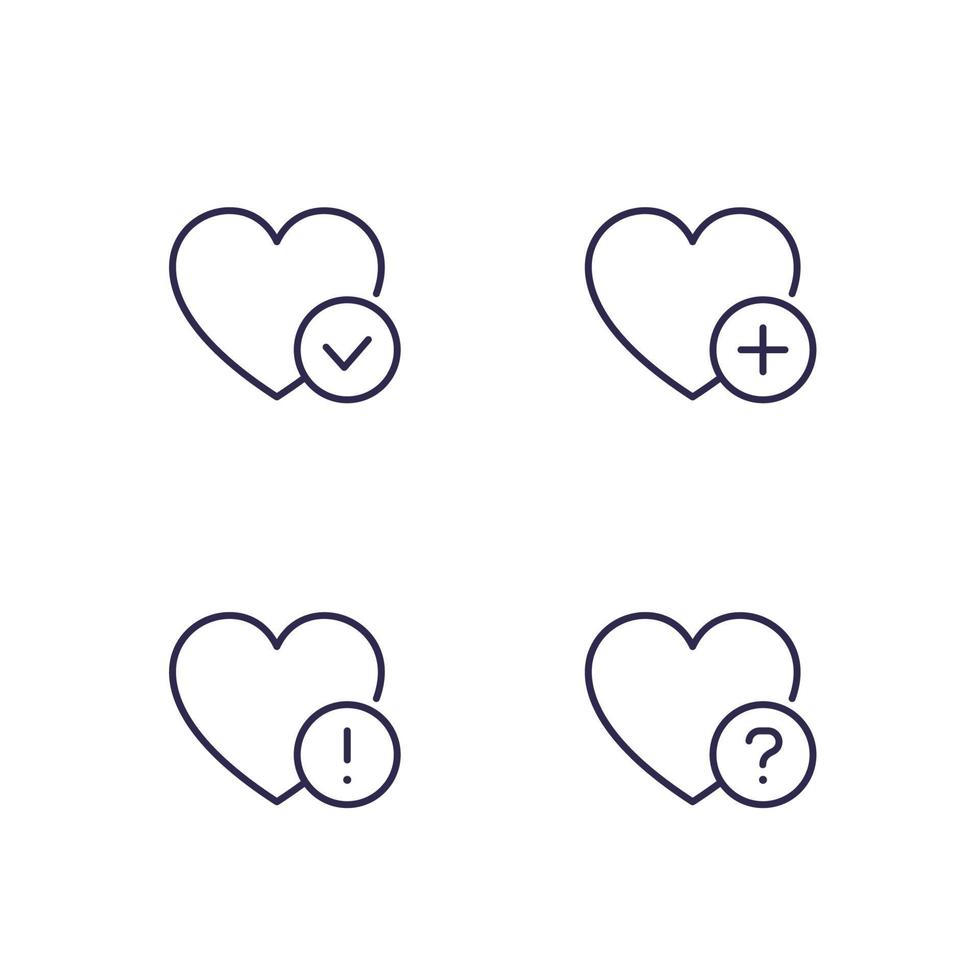 corazón y garrapata, además, signo de exclamación, línea de vector icons.eps