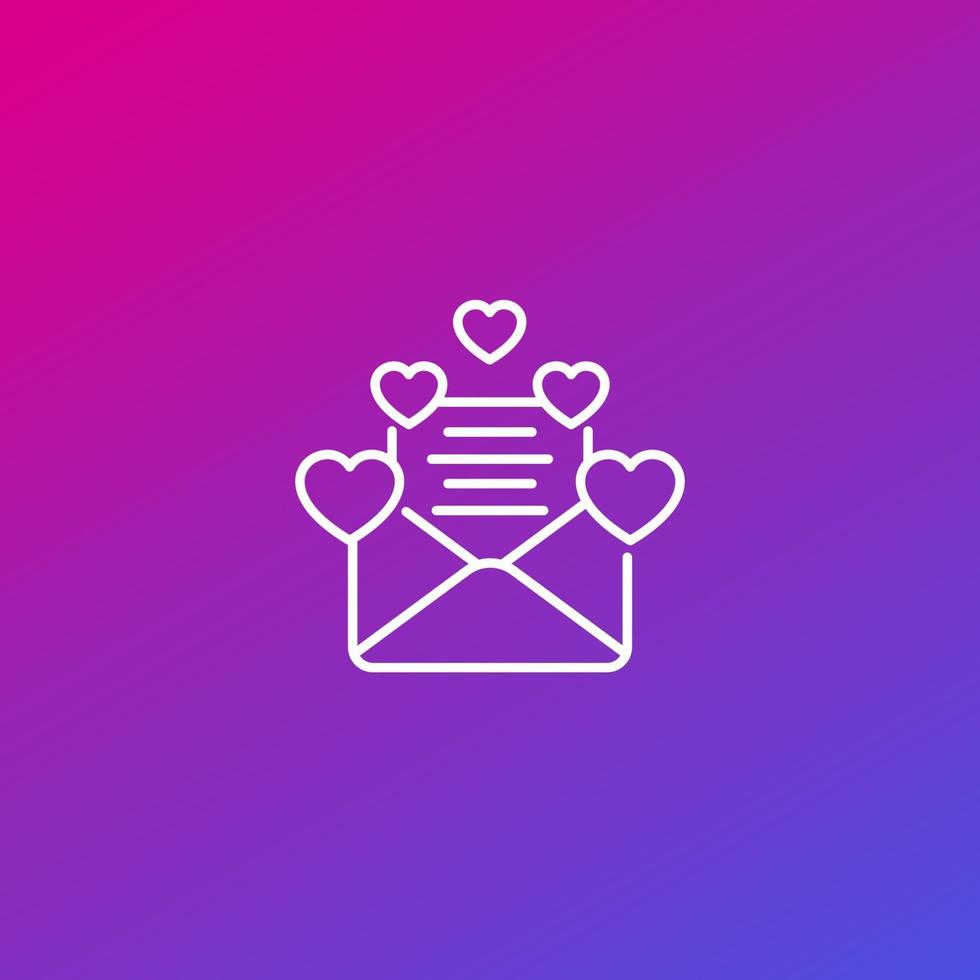 correo, carta de amor, línea, icon.eps vector