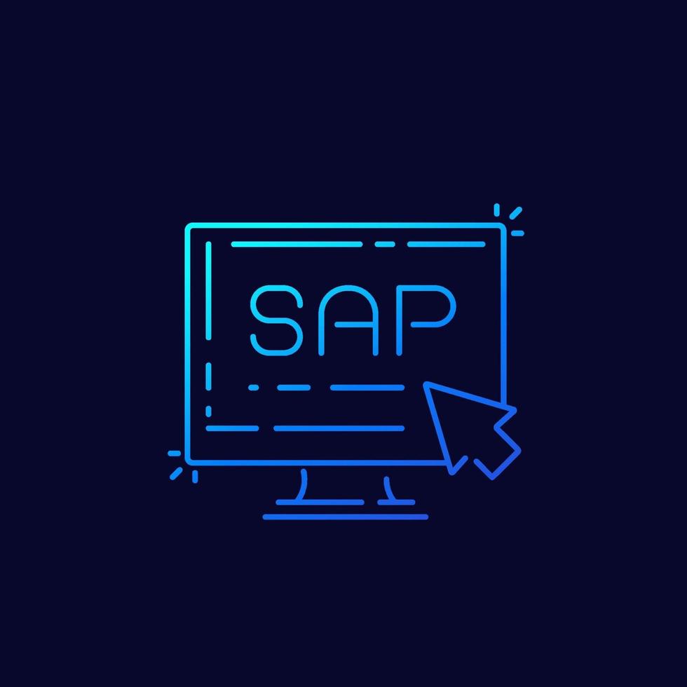 sap, icono del software de planificación empresarial, diseño lineal.eps vector