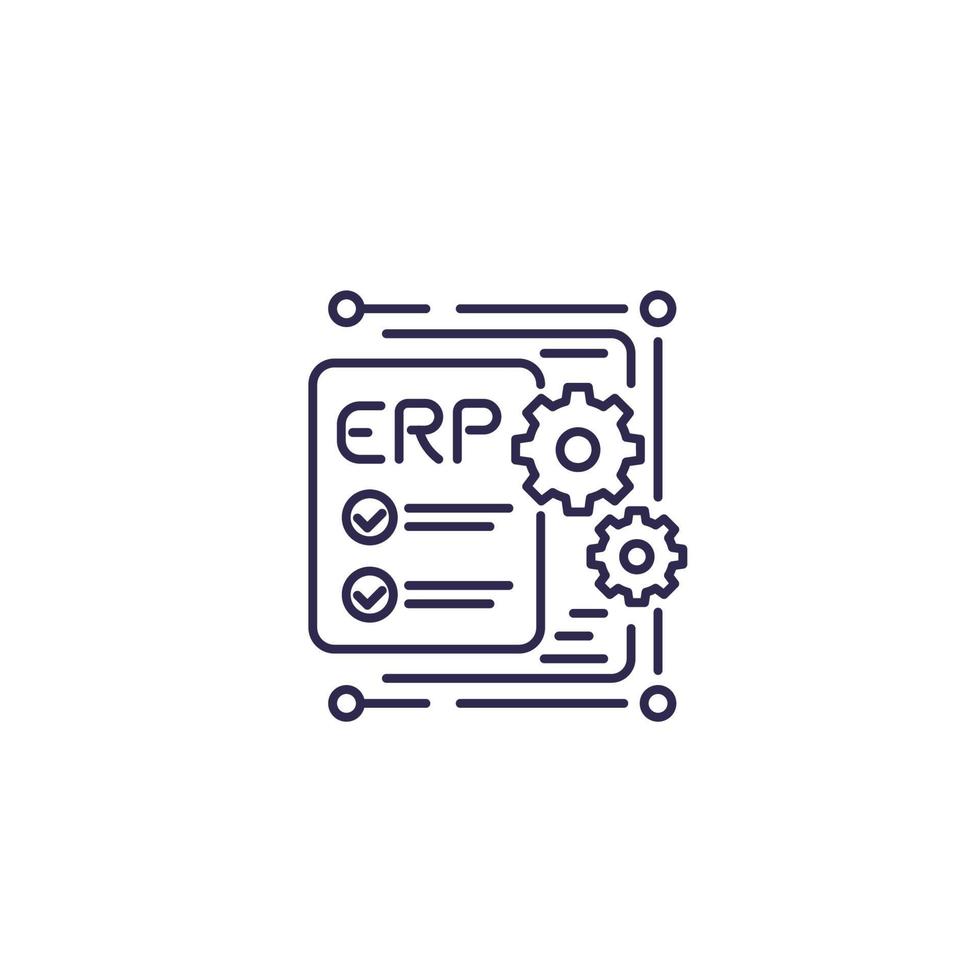 ERP, icono de planificación de recursos empresariales, diseño de línea.eps vector