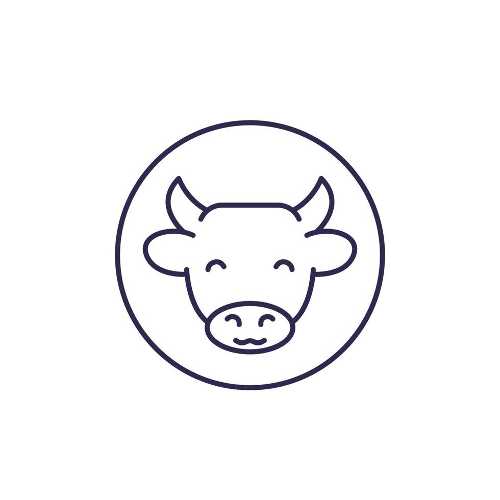 Icono de ganado, línea de cabeza de vaca vector.eps vector