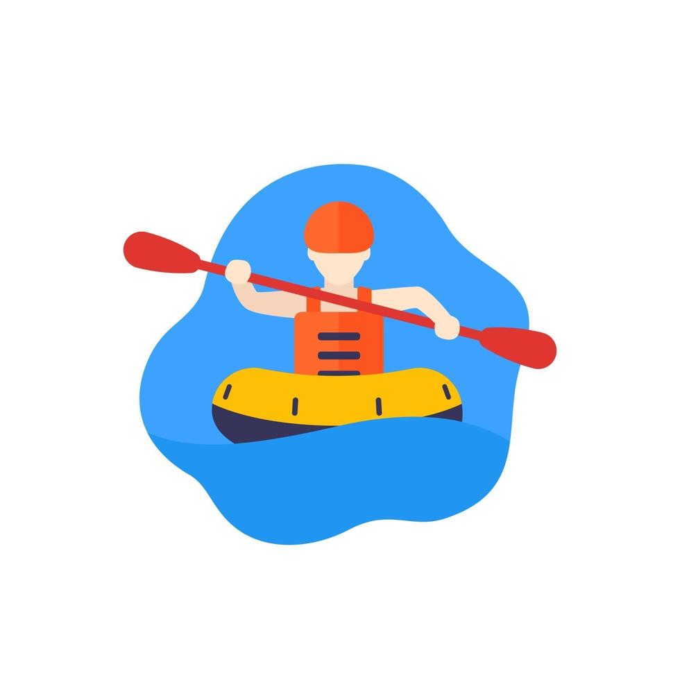 icono de rafting con hombre en raft.eps vector