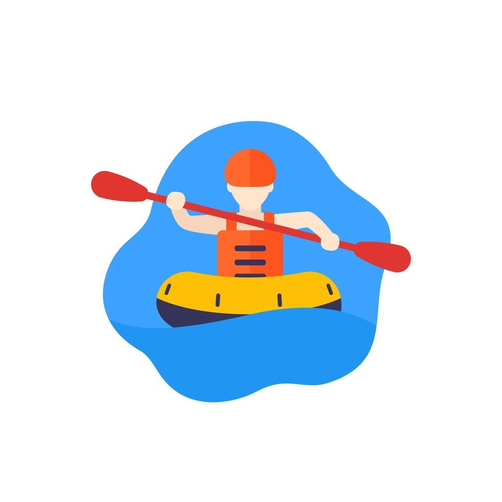 rafting icon with man in raft.eps vector