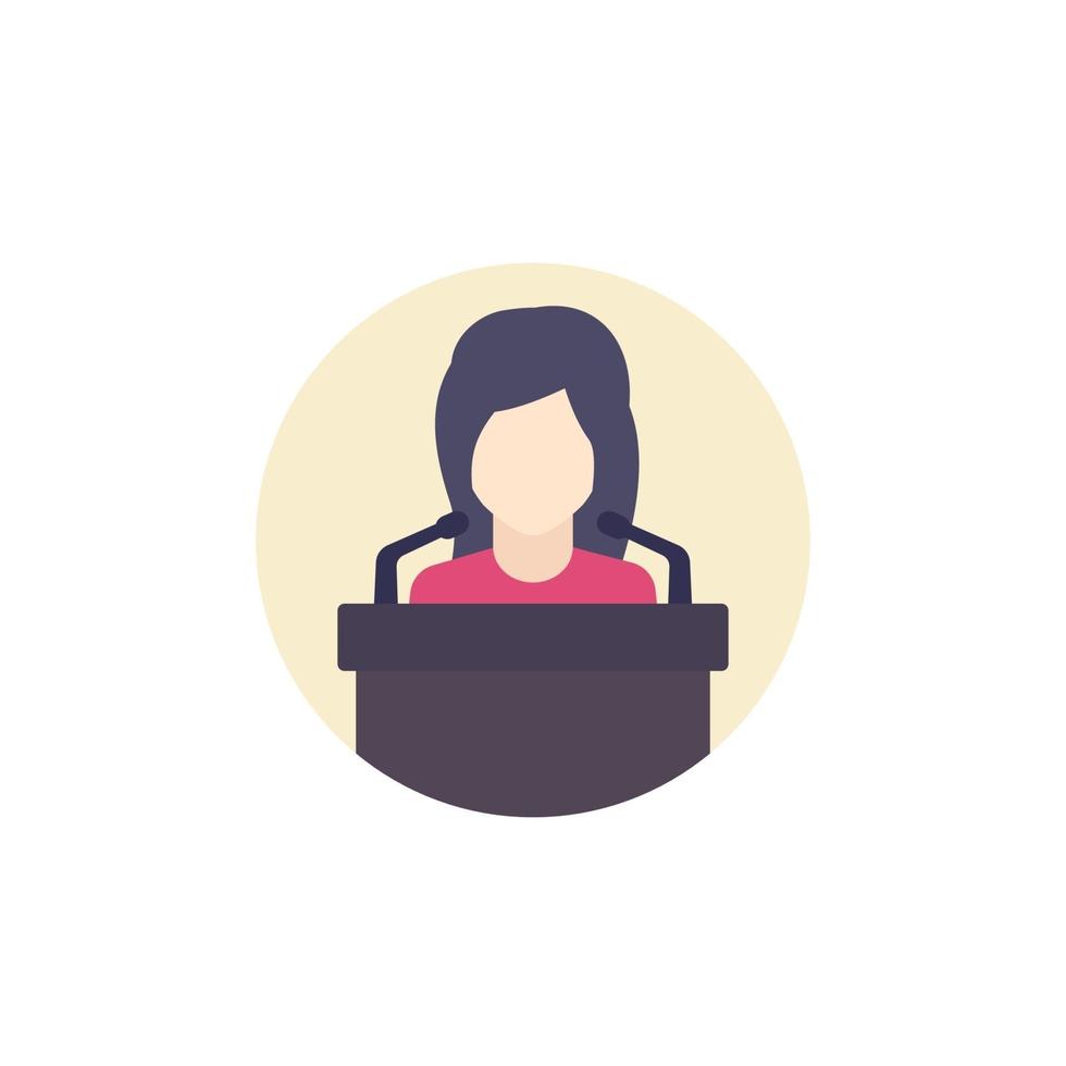 conference icon with speaker on stage.eps vector