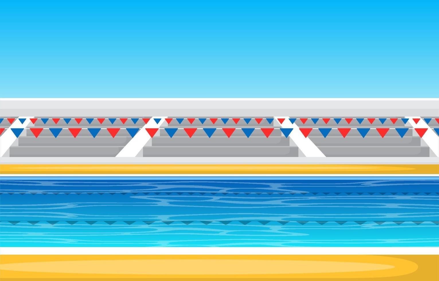 Outdoor Swimming Pool with Bleachers and Ribbons vector