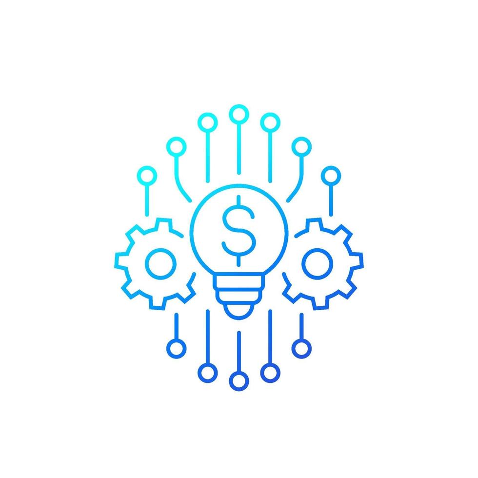 Innovaciones, tecnología financiera, fintech line icon.eps vector