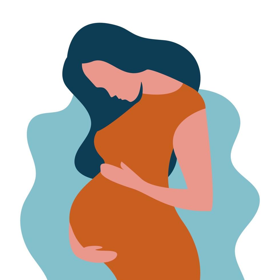 concepto de mujer embarazada en estilo de dibujos animados lindo vector