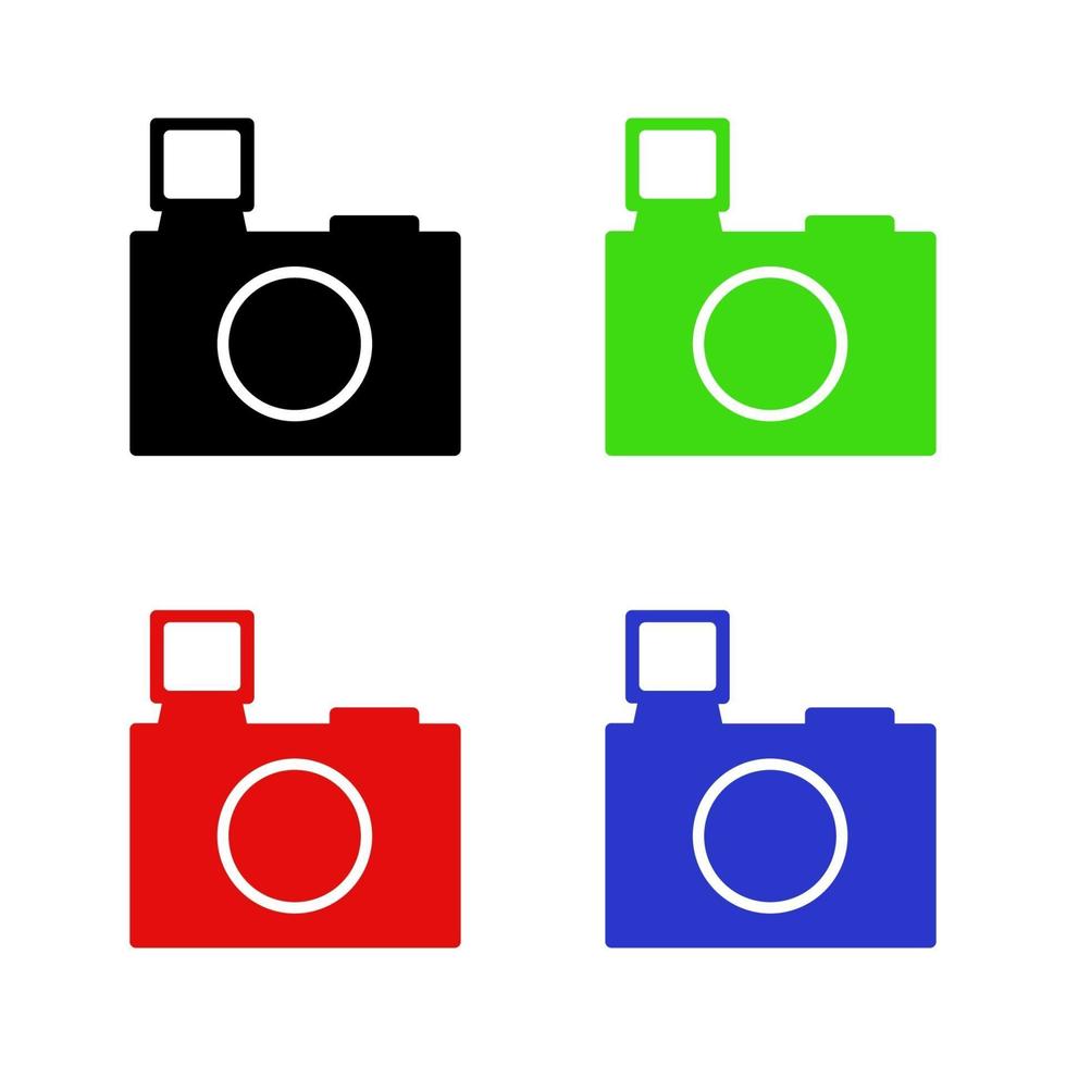 Conjunto de cámara de fotos sobre fondo blanco. vector